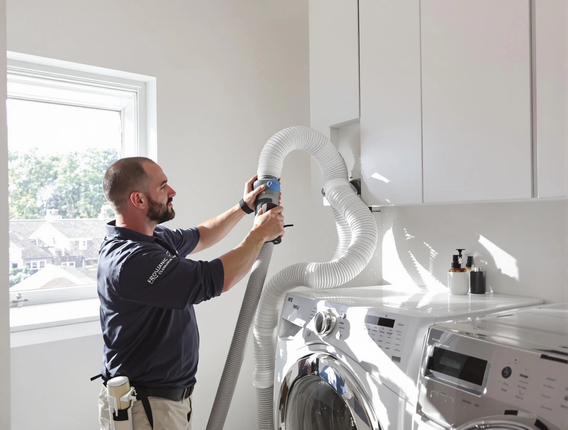 Certified Riverside Dryer Vent Cleaning technician performing dryer vent cleaning in Riverside